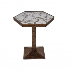 طاولة خدمة مفرد اكليريك وزجاج أبيض وبني طاولة خدمة مفرد اكليريك وزجاج أبيض وبني