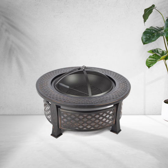 موقد نار معدني أسود 81 سم