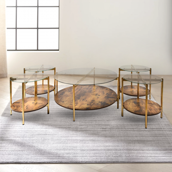 طقم طاولات 5 قطع زجاج