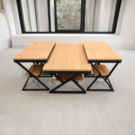 طقم طاولات شاي 1+4 خشبي فاتح طقم طاولات شاي 1+4 خشبي فاتح