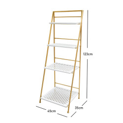 وحدة رفوف 4 أدوار لون ابيض / ذهبي وحدة رفوف 4 أدوار لون ابيض / ذهبي