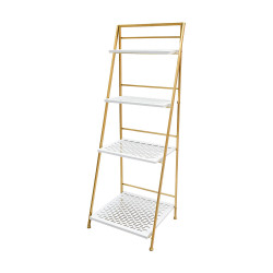 وحدة رفوف 4 أدوار لون ابيض / ذهبي وحدة رفوف 4 أدوار لون ابيض / ذهبي