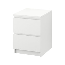 طاولة سرير جانبية 2 درج أبيض