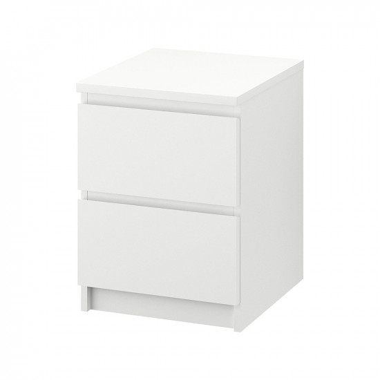 طاولة سرير جانبية 2 درج أبيض