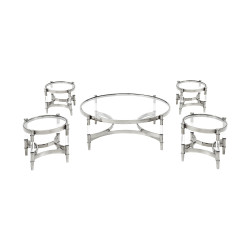 طقم طاولات خدمة من الزجاج والاستيل 5 قطع 38 سم طقم طاولات خدمة من الزجاج والاستيل 5 قطع 38 سم