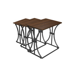 طقم طاولات خدمة خشب ومعدن 3قطع