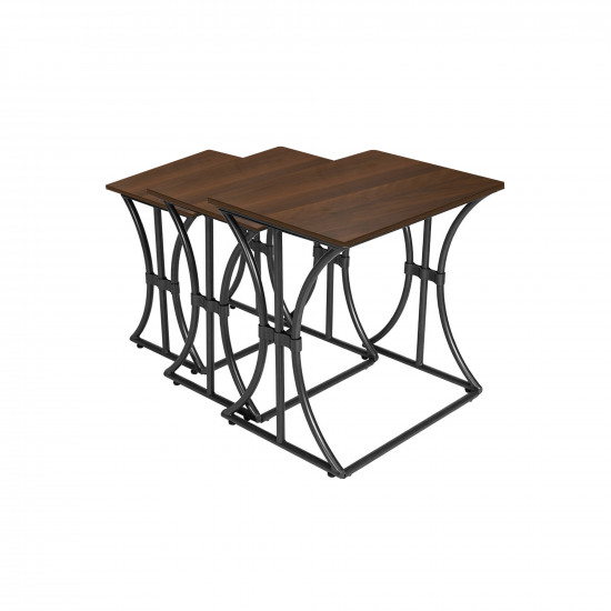 طقم طاولات خدمة خشب ومعدن 3قطع طقم طاولات خدمة خشب ومعدن 3قطع