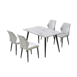 طاولة طعام خشب وارجل معدنية 4 كراسي طاولة طعام خشب وارجل معدنية 4 كراسي