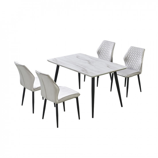 طاولة طعام خشب وارجل معدنية 4 كراسي طاولة طعام خشب وارجل معدنية 4 كراسي