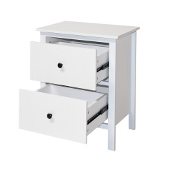 طاولة سرير جانبية 2 درج أبيض 54x66 سم طاولة سرير جانبية 2 درج أبيض 54x66 سم