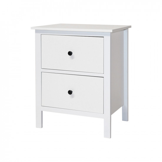 طاولة سرير جانبية 2 درج أبيض ‎54x66 سم‏