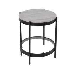 طاولة خدمة مفردة من الخشب والزجاج والمعدن 50*50 سم