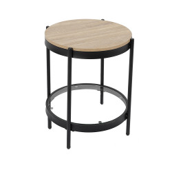 طاولة خدمة مفردة من الخشب والزجاج والمعدن 50*55 سم