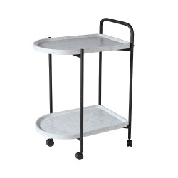 عربة تقديم 2 دور من الخشب والمعدن