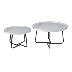 طقم طاولات خدمة 2 قطعة من الخشب والمعدن