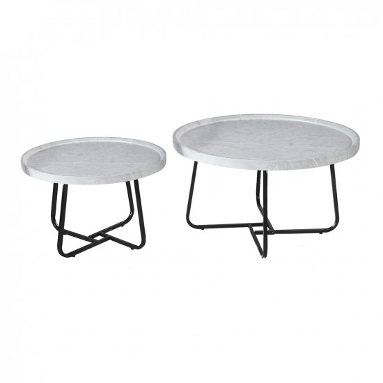 طقم طاولات خدمة 2 قطعة من الخشب والمعدن طقم طاولات خدمة 2 قطعة من الخشب والمعدن