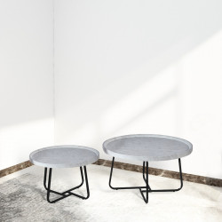 طقم طاولات خدمة 2 قطعة من الخشب والمعدن