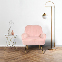 كرسي راحتي مخمل وردي