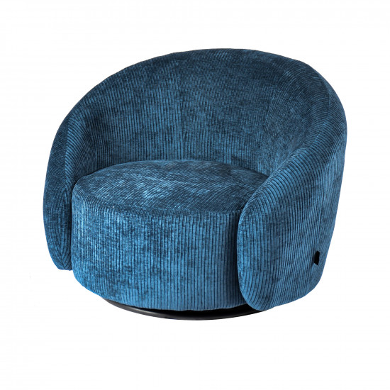 كرسي فخم دوار مخمل أزرق