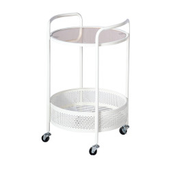 عربة تقديم 2 دور من الزجاج والمعدن