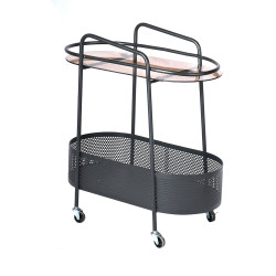 عربة تقديم 2 دور من الزجاج والمعدن