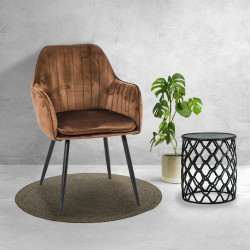 كرسي طاولة طعام مخمل مفرد بني كرسي طاولة طعام مخمل مفرد بني