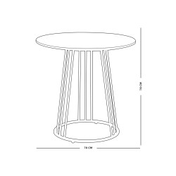 طاولة خدمة مفردة دائرية من الخشب والمعدن 70*70 سم