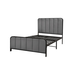 هيكل سرير معدني منجد رمادي غامق 120x200 سم هيكل سرير معدني منجد رمادي غامق 120x200 سم