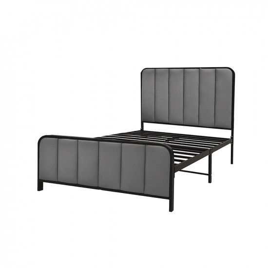 هيكل سرير معدني منجد رمادي غامق 120x200 سم هيكل سرير معدني منجد رمادي غامق 120x200 سم