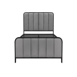 هيكل سرير معدني منجد رمادي غامق 120x200 سم هيكل سرير معدني منجد رمادي غامق 120x200 سم