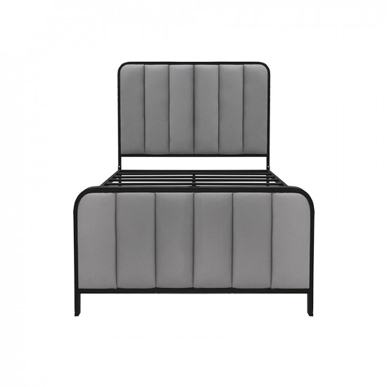 هيكل سرير معدني منجد رمادي غامق 120x200 سم هيكل سرير معدني منجد رمادي غامق 120x200 سم