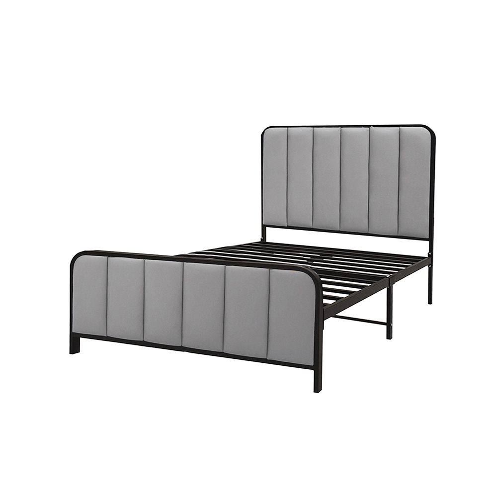 هيكل سرير معدني منجد رمادي 120x200 سم