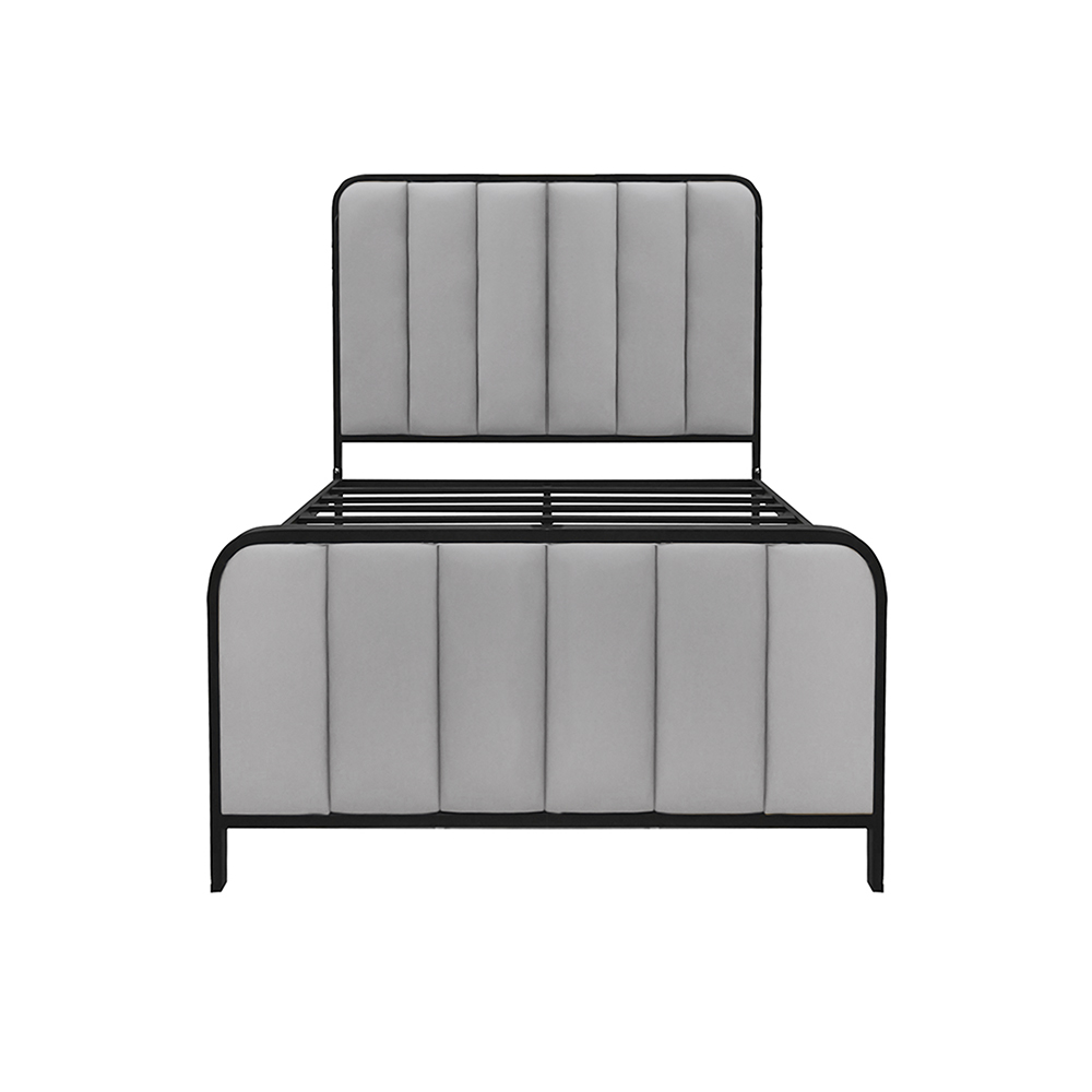 هيكل سرير معدني منجد رمادي 120x200 سم