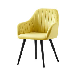 كرسي طاولة طعام مخمل مفرد اصفر