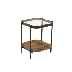 طاولة خدمة مفردة من الزجاج والخشب والمعدن