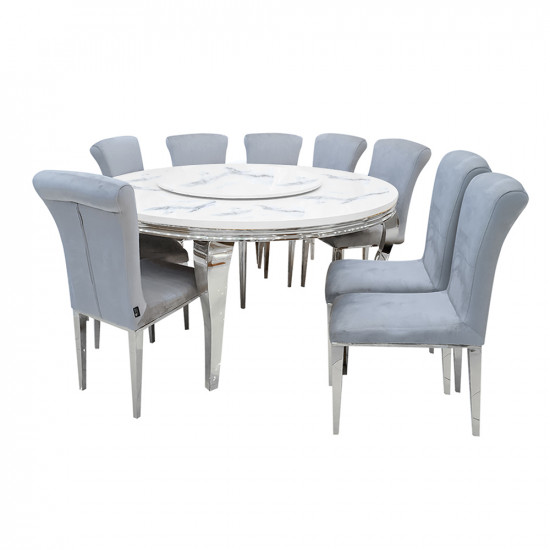 طاولة طعام رخام مع أرجل معدنية 8 كراسي