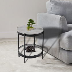 طاولة خدمة مفردة من الخشب والزجاج والمعدن 50*50 سم