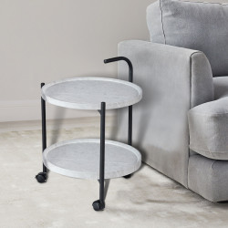 عربة تقديم 2 دور من الخشب والمعدن