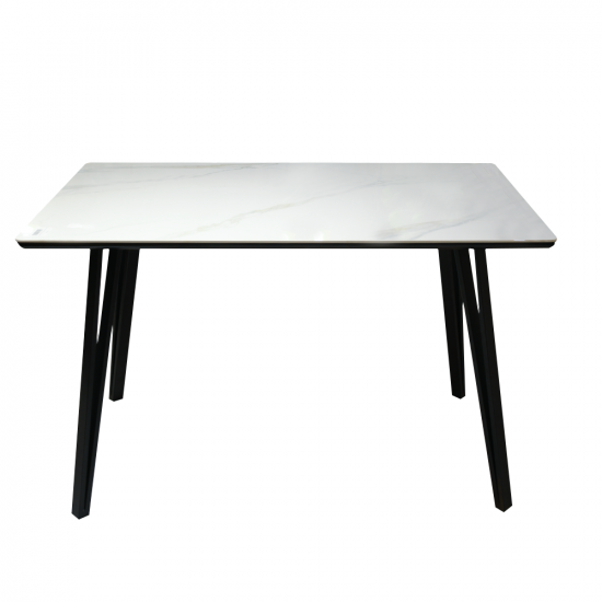 طاولة طعام مفردة من الرخام بأرجل معدنية