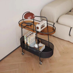 عربة تقديم 2 دور من الزجاج والمعدن