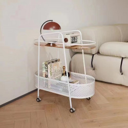 عربة تقديم 2 دور من الزجاج والمعدن