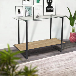 مدخل استقبال من الزجاج والخشب والمعدن 120 سم