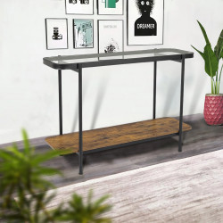 مدخل استقبال من الزجاج والخشب والمعدن