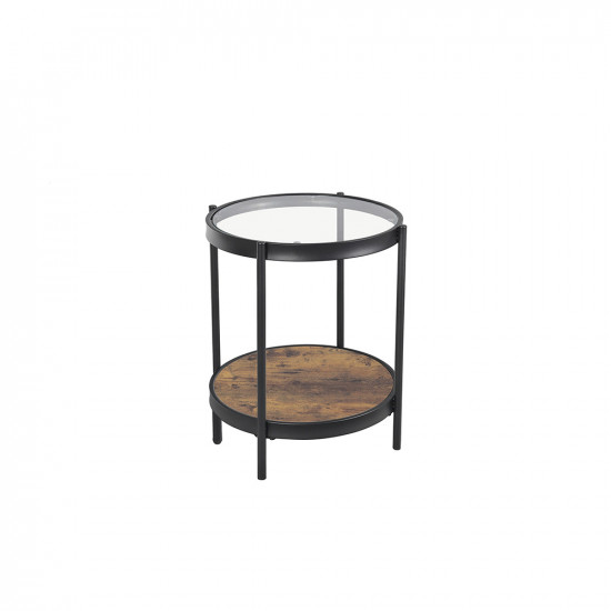 طاولة خدمة مفردة من الخشب الزجاج والمعدن لون بني