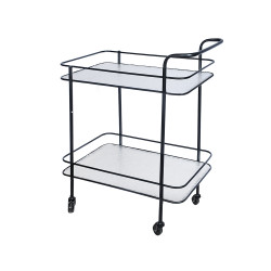 عربة تقديم 2 دور من الزجاج والمعدن