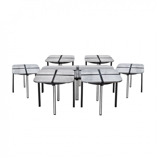 طقم طاولات خدمة 7 قطع من الخشب والمعدن طقم طاولات خدمة 7 قطع من الخشب والمعدن