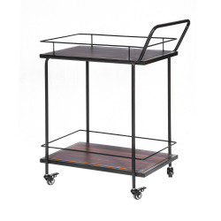 عربة تقديم 2 دور من الخشب والمعدن