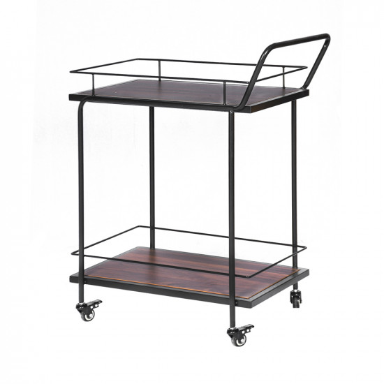 عربة تقديم 2 دور من الخشب والمعدن