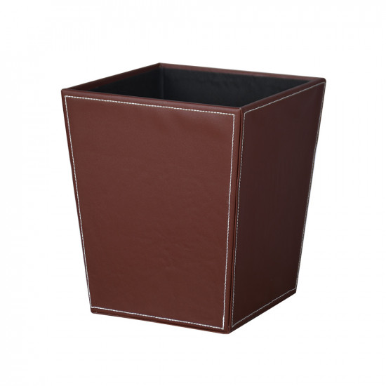 علبة مناديل مع سلة من الجلد بني