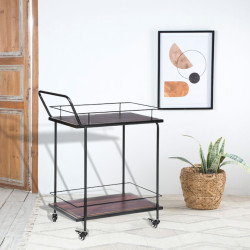 عربة تقديم 2 دور من الخشب والمعدن